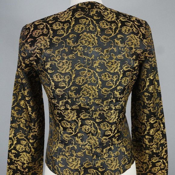 Vintage Early 80's Jacket Black & Gold Medium - Picture 4 of 9